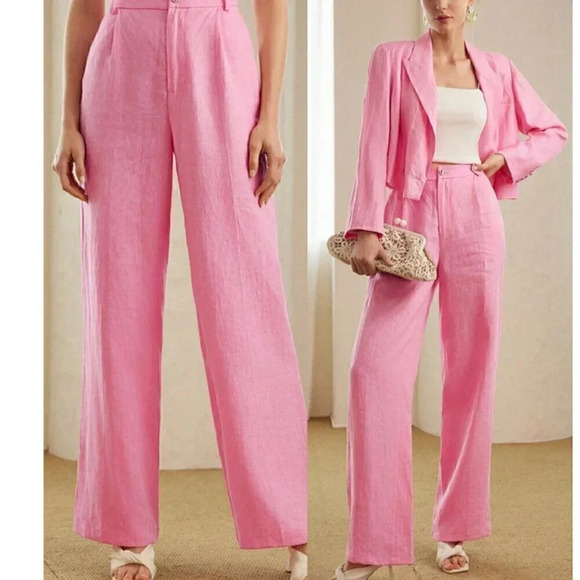 Pants - PREMIUM SOLID FOLD PLEATED STRAIGHT LEG SUIT PANTS